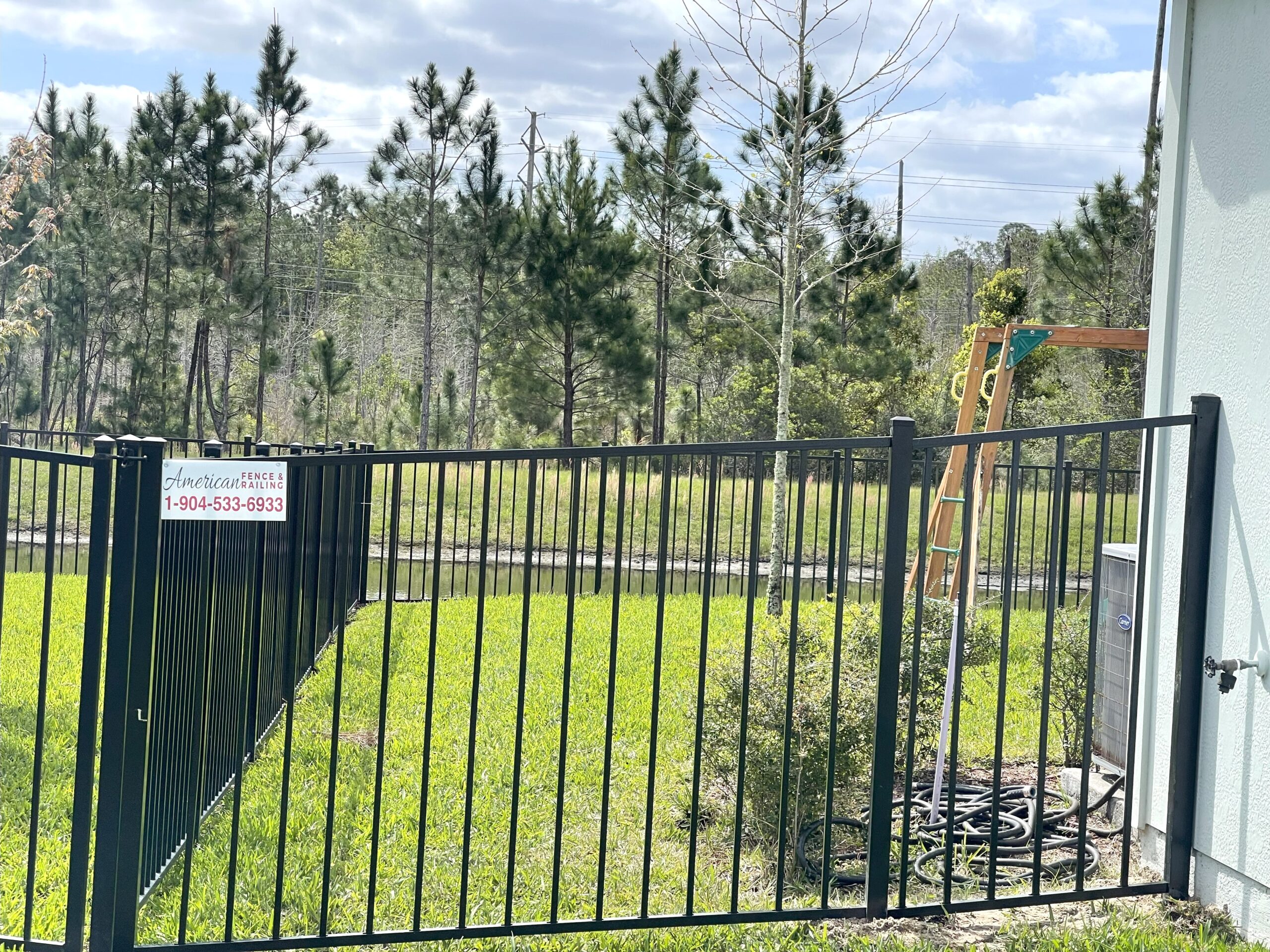 black aluminum fence