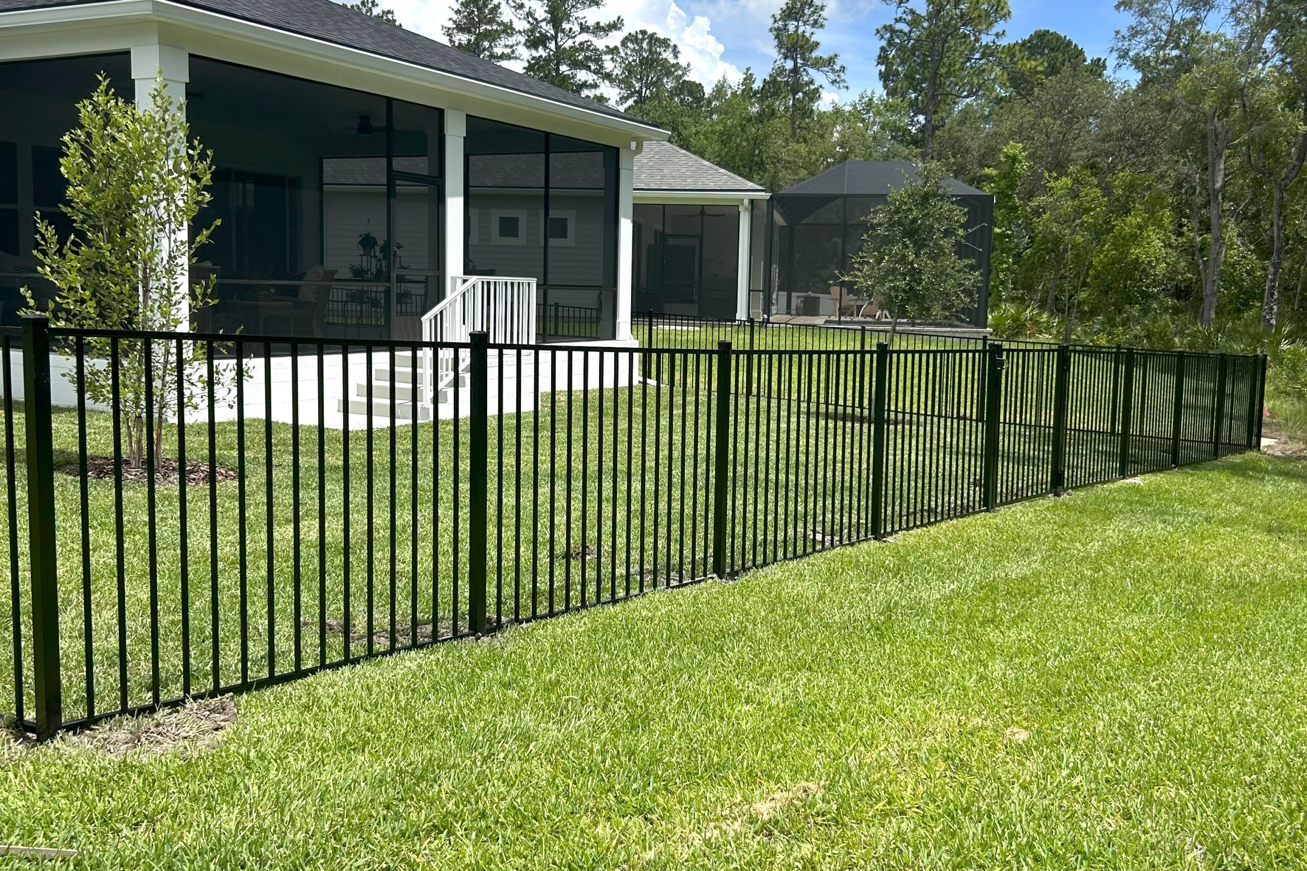 black aluminum fence